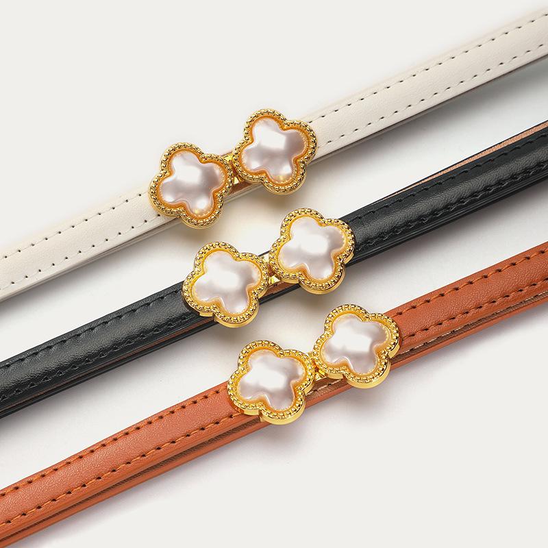 Four-Leaf Clover Pearl Women'S Belt Belt Women'S Dress Belt Thin Decoration