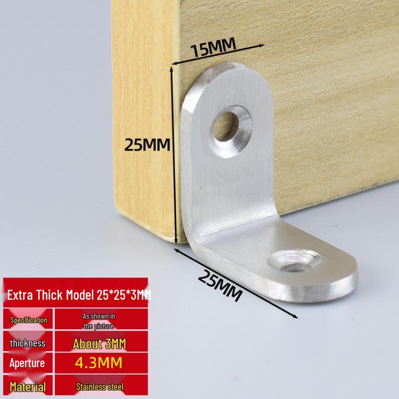 Thick Stainless Steel 90° Angle Bracket for Furniture Fastening