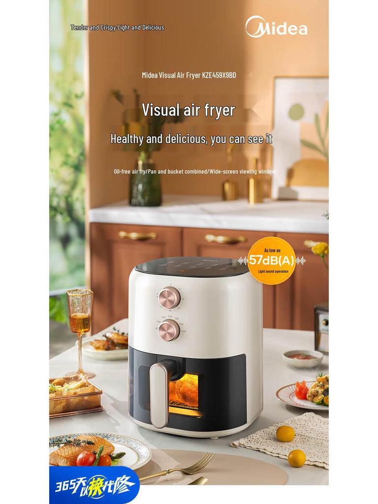 Midea KZE459X9BD Smart Air Fryer Oven - Large Capacity, No-Flip Electric Fryer All-in-One