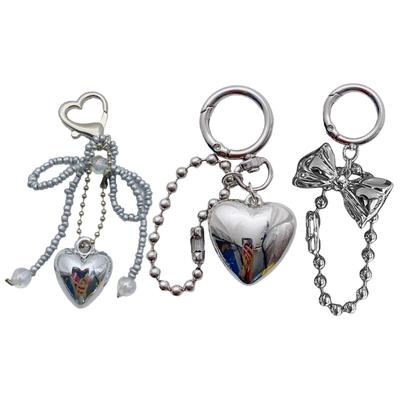 Romantik Stilvolles Liebesherz Anhänger Schleife Schlüsselanhänger Accessoire Stilvoller Schlüsselhalter für Frauen Robuster Metall Auto Schlüsselanhänger