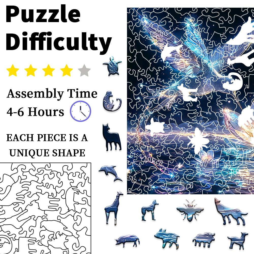 "Vibrant Hummingbird Premium Wooden Puzzle | Irregular Animal-Shaped Pieces • Brain-Teasing Focus Trainer • Elegant Gift Box • U