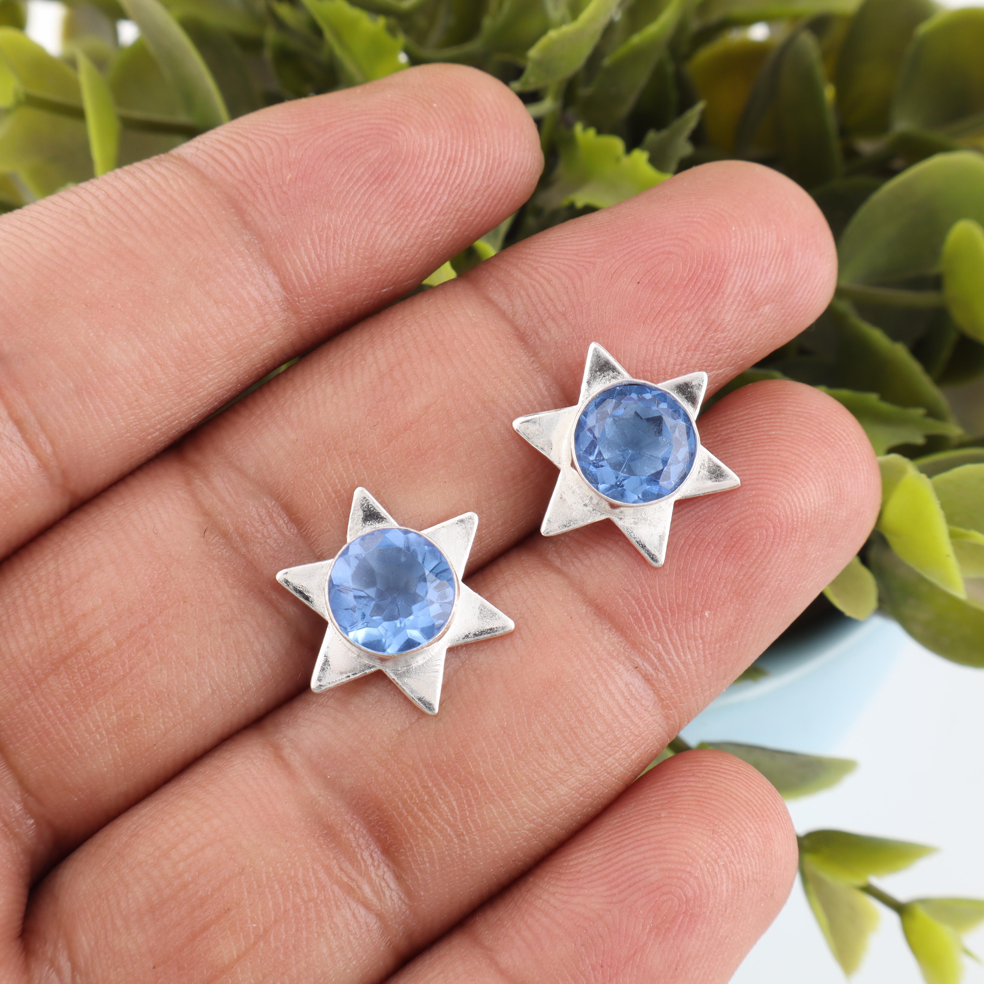 

Серьги ручной работы с драгоценными камнями танзанит, серьги из цельного серебра 925 пробы, антикварные ювелирные изделия, серьги для подарка на помолвку 0.44 Inches синий