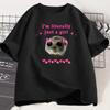 Funny Sad Hamster Im Just Little Girl Crew Neck T Shirt Casual Daily Short Sleeve Graphic Top For Unisex Unisex