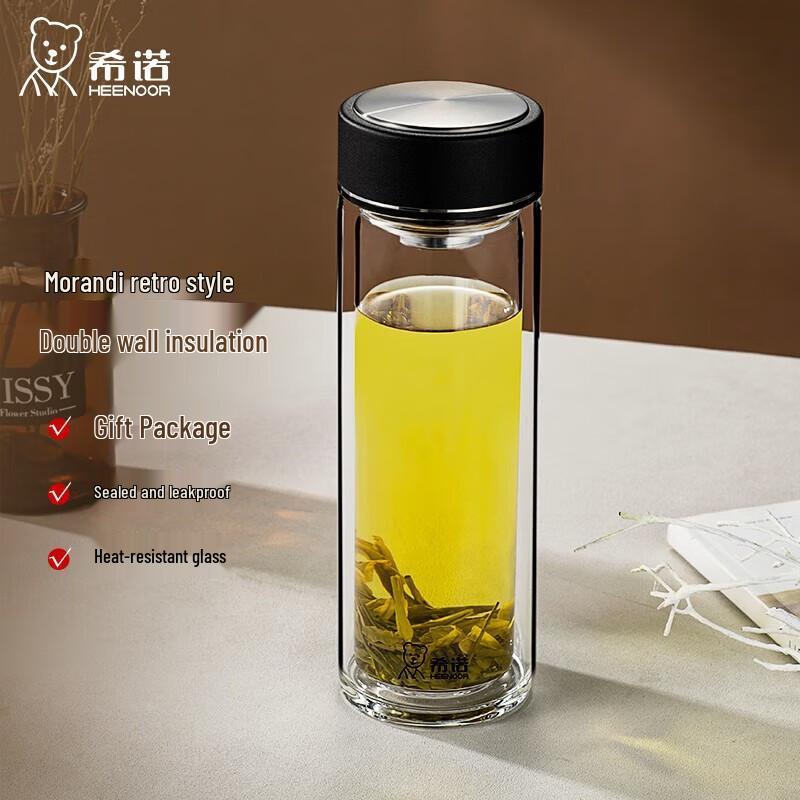 Heenoor XN-6617 Термостойкая двухстенная стеклянная чашка для чая с фильтром