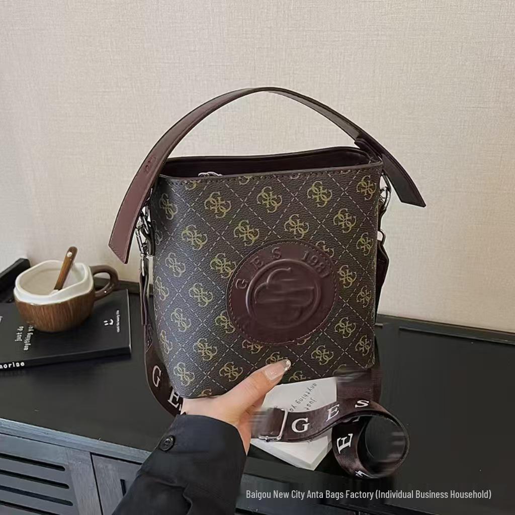 

2025 Women s Versatile Printed Tote Bucket Bag - Hot Style, High-Quality, Single Shoulder & Crossbody кофейный