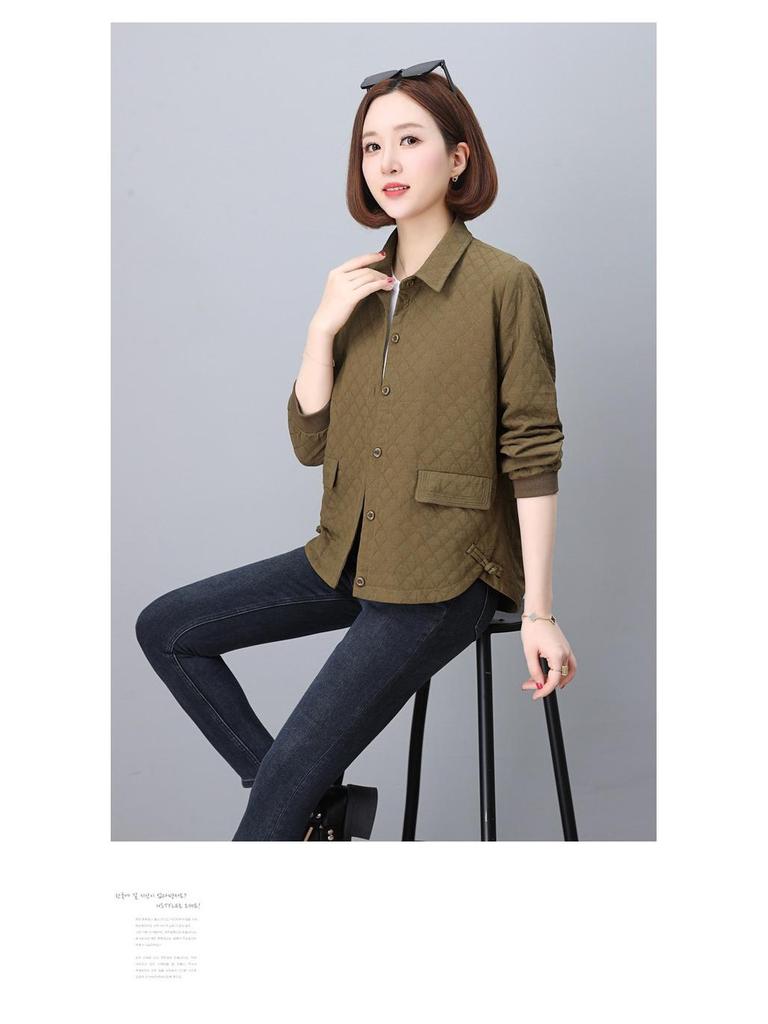 2024 New Autumn Argyle Coat for Women - Short, Casual, Hot Style Jacket for Middle-Aged Moms