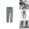 Shein Drawstring Hem Pants Plaid Rolled Stylish High Waist Harem Trousers In Grey