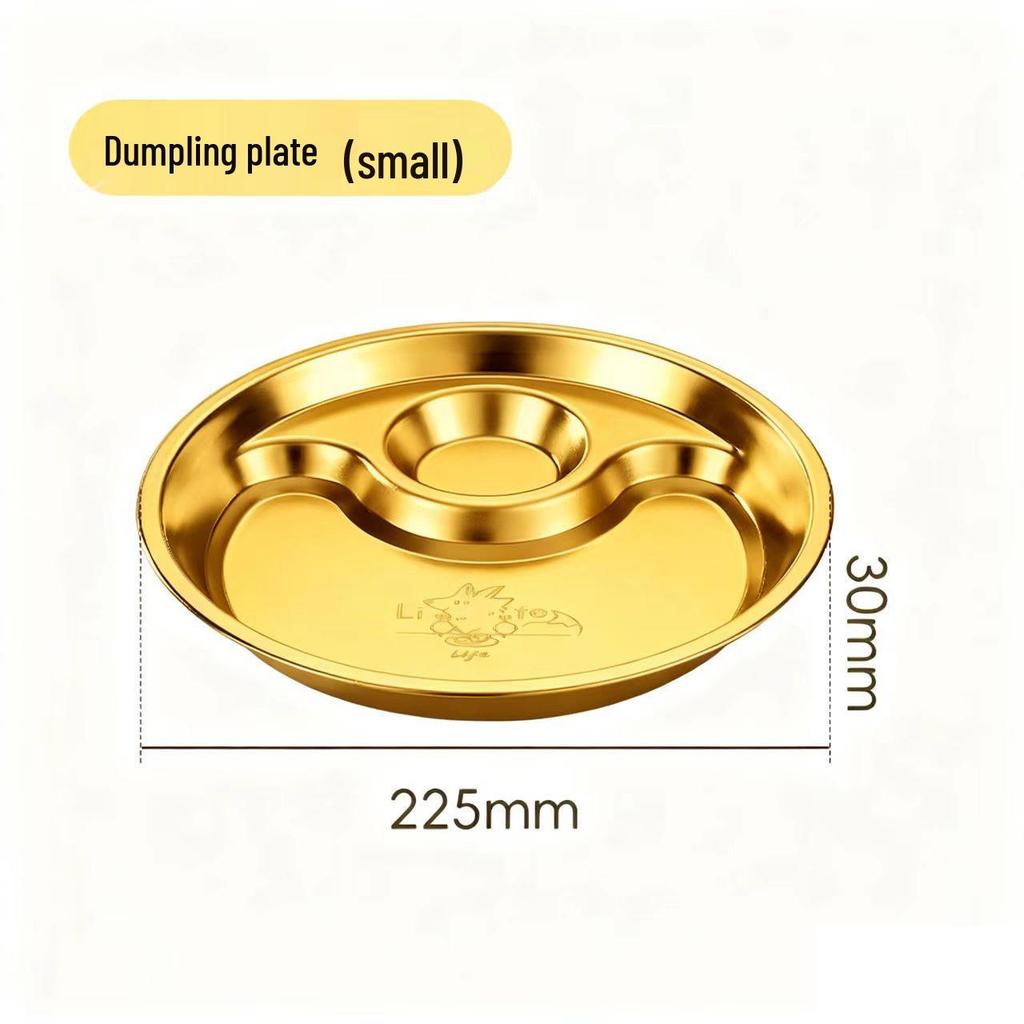304 Stainless Steel Round Meal Tray for Kindergarten Students and Babies: Compartment Plate for Solid Foods and Dumplings