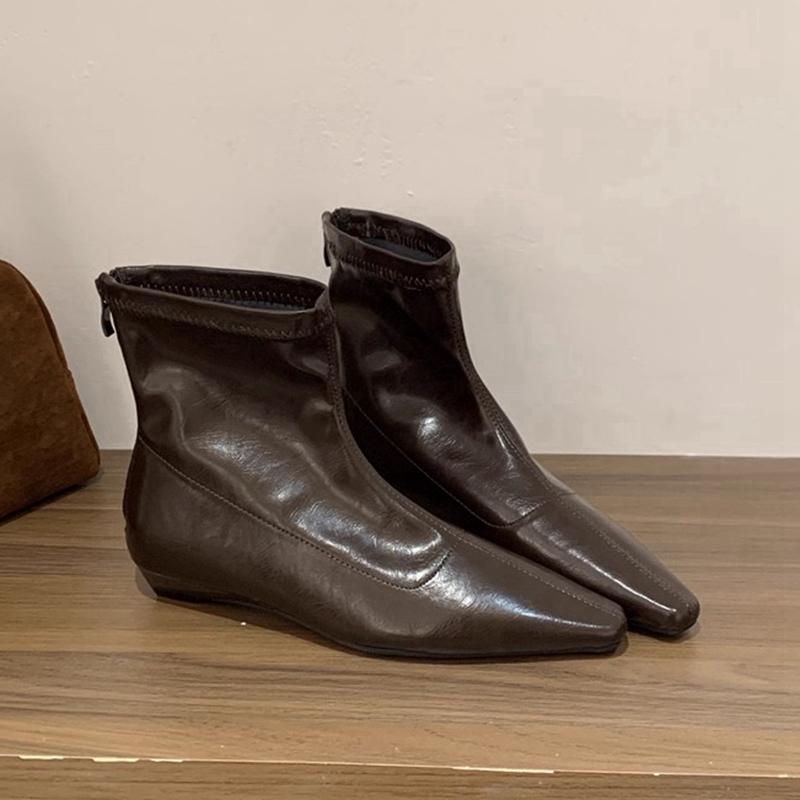 Fashion SUOJIALUN Winter New Brand Women Ankle Boots Fashion Square Low Heel Casual Short Boots Back Zip Ladies Dress Chelsea Boost