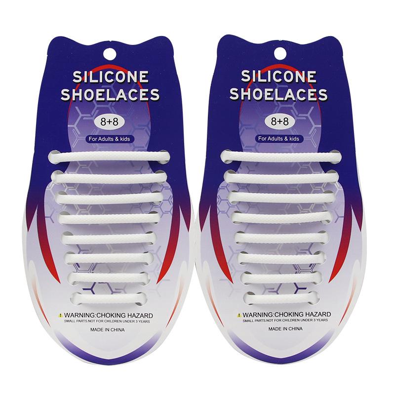 16Pcs Round Silicone Shoelaces without ties No Tie Shoe laces Elastic Laces Sneakers Kids Adult Rubber Quick Shoelace for Shoes