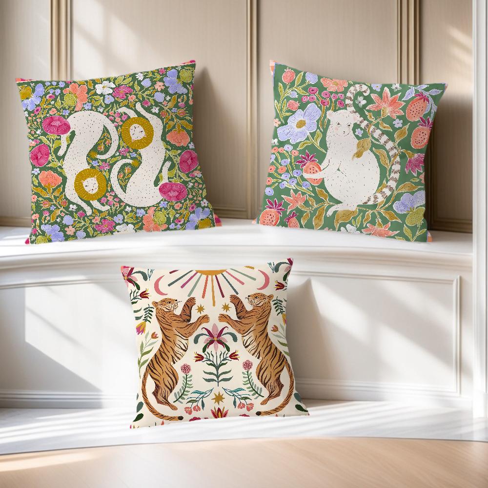 Fashion Monkey Tiger Lion C-Christine De C-Carvalho Soft Pillow Case for Sofa Living Room Home Office Decor Protective Covers
