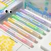 6pcs Dual-Tip Highlighters Set Erasable with Eraser & Glitter Tips Soft Highlighter for Journaling & Marking