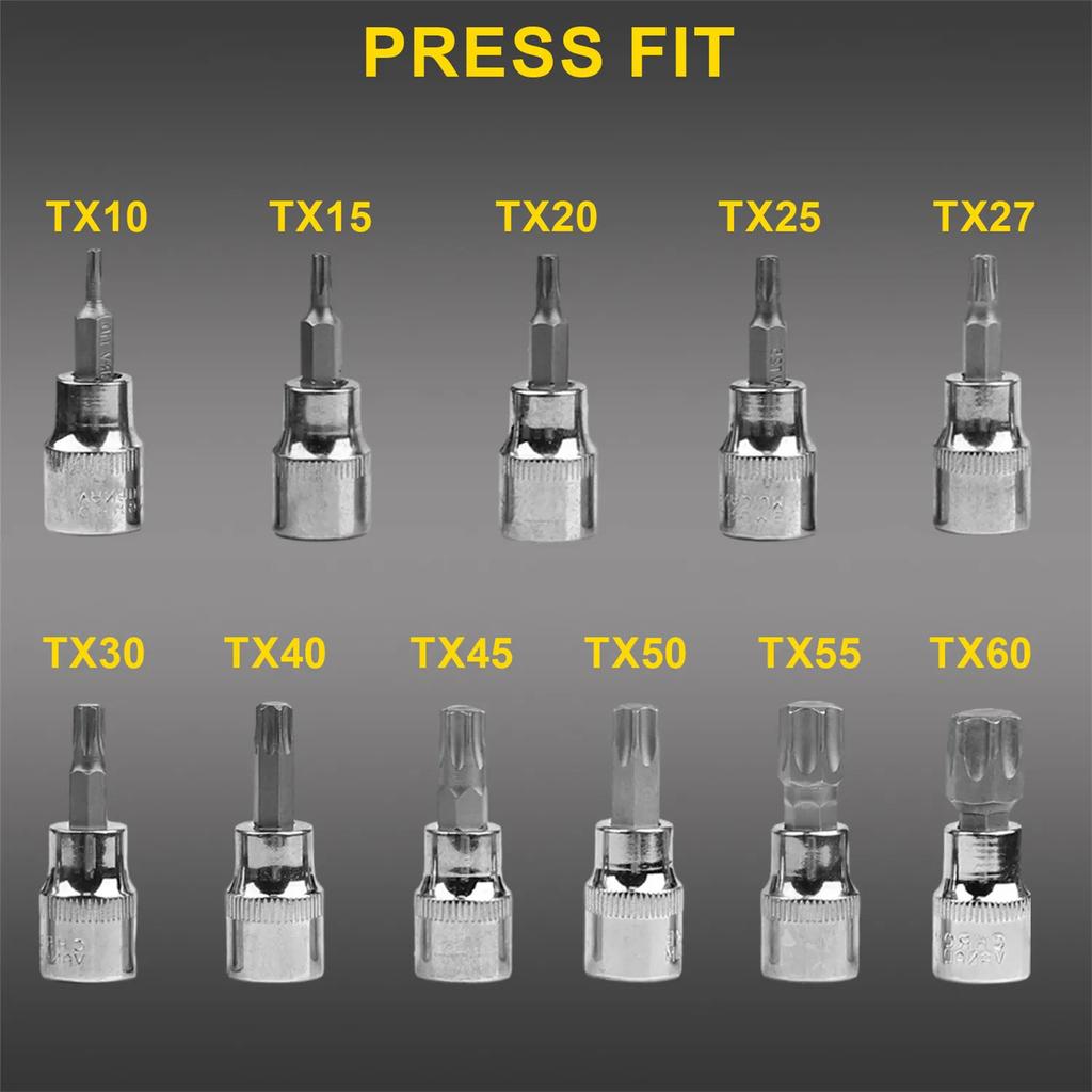 34pcs Torx Star Sockets Bit Set Male Female E-Security Bits Professional Grade