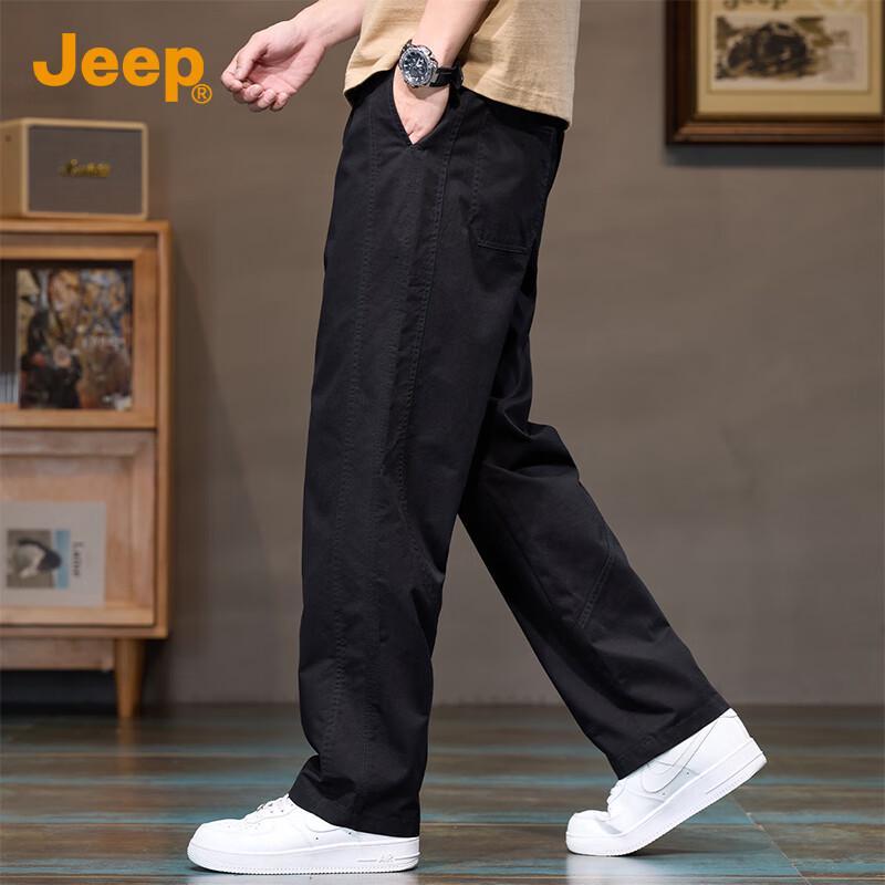 Jeep Men's Premium Loose Straight-Leg Cotton Casual Pants