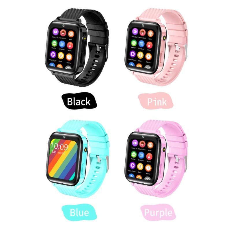 

Детские часы-телефон 4G с кнопкой сенсорного экрана, умные часы, поддержка видеосвязи и вставка карты местоположения, часы для родителей и детей, чат чёрный