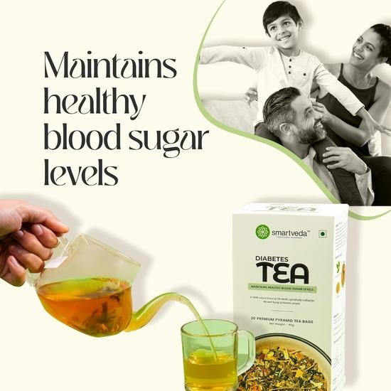 Smartveda Anti-Diabetic Tea | Herbal Tea Blend of Giloy, Vijaysar, Jamun Seed, Gymnema, 14+ Herbs | Supports Healthy Blood Sugar Levels | 20 Tea Bags