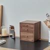 Black Walnut 3-Layer Dustproof Drawer Storage Living Room Cabinet Nordic Makeup Organizer Stackable Desktop Cupboard