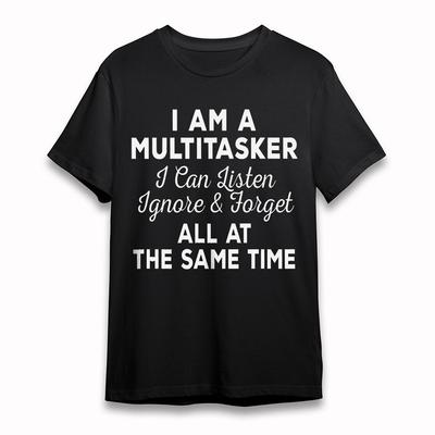 Women's Soft T-Shirt Ignore Forget All Same Time Tee Short Cotton Black Oversize