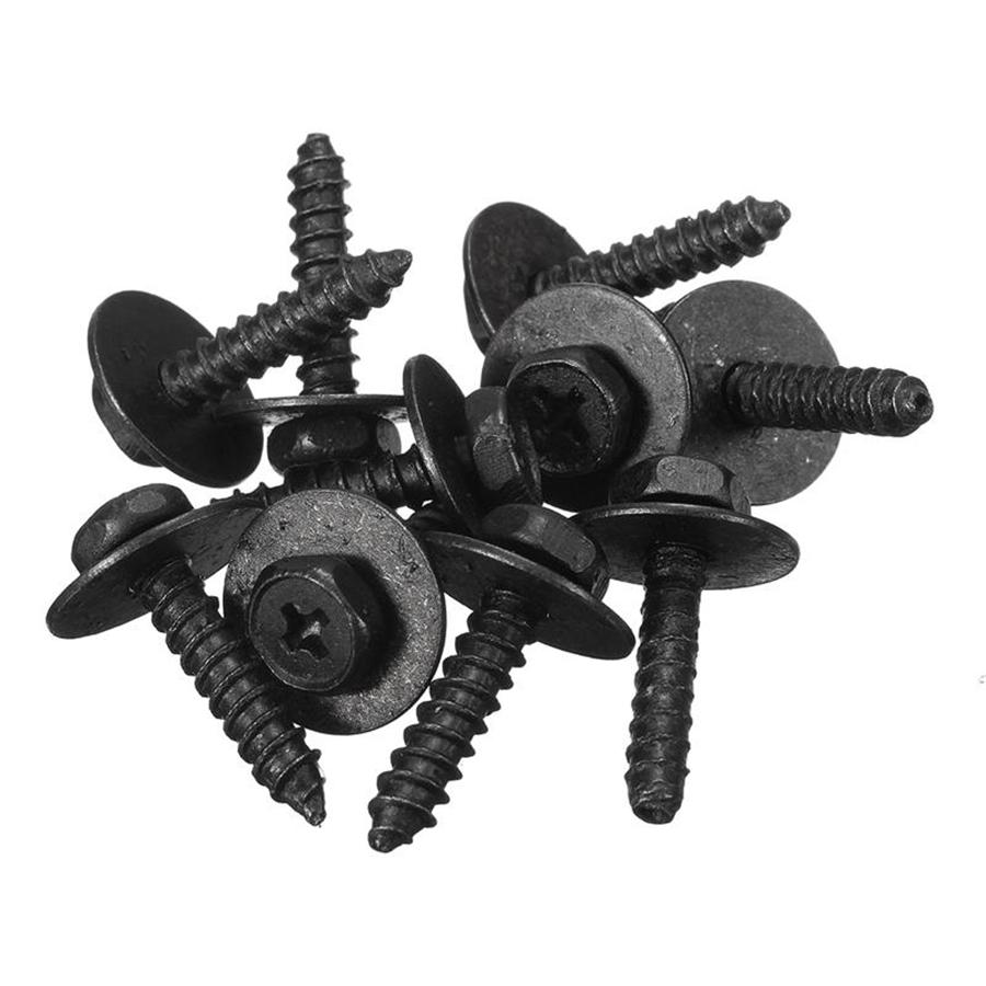 100Pcs Screws Metal Car Body Fender Bumper Retainer Clips Black Phosphate Finish