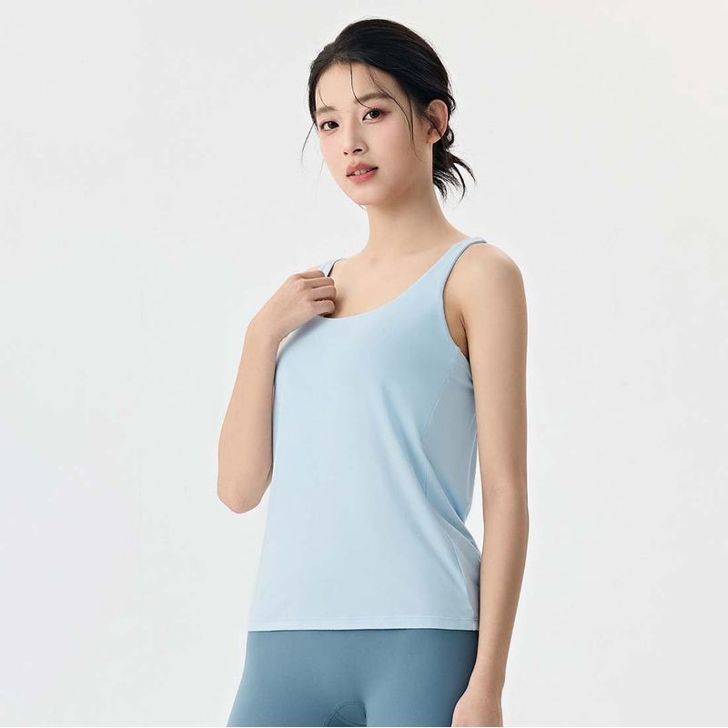 Foreign Trade Yoga Clothes With Chest Pad Fake Two-Piece Sexy Beauty Back Sports Quick-Drying Vest Cover up Loose Fitness Top Women