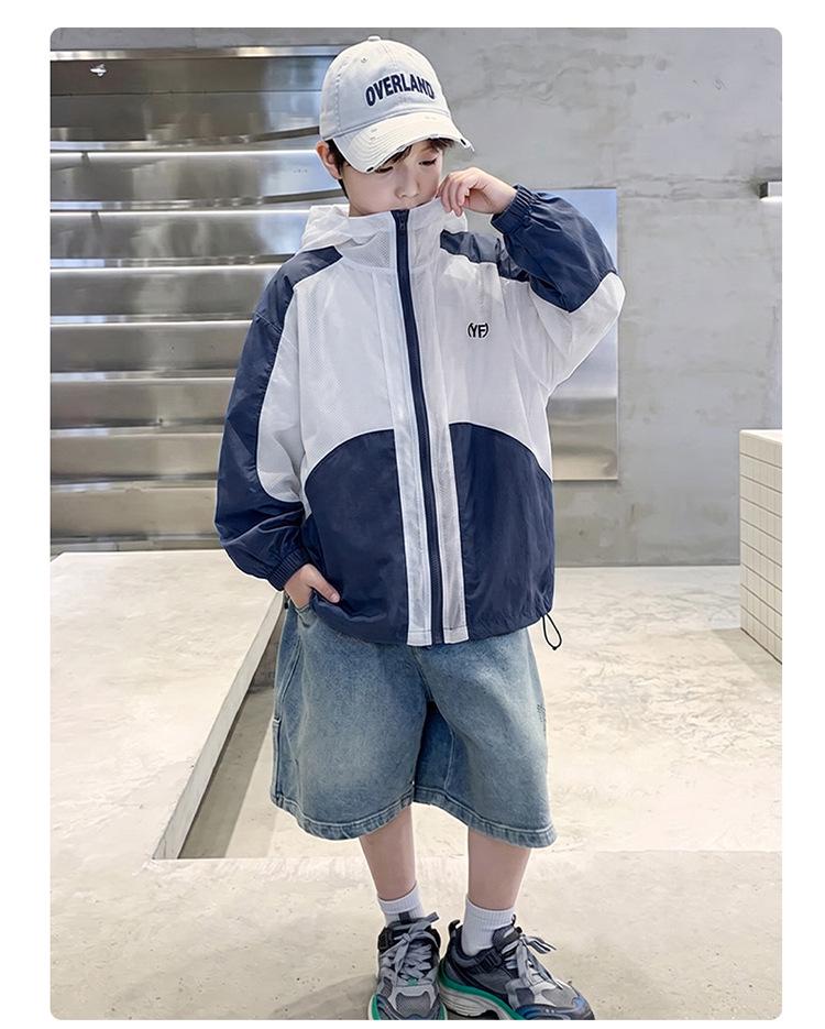 Boys' Lightweight Summer Sun Protection Clothing - Ultra-Thin, Breathable, Quick-Drying for Medium & Large Children, Trendy 2026 Style
