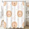 Cute Lion Print Shower Curtain Modern Bathroom Decor for Kids Room Waterproof Fabric with Hook Rings Set Light Pink Color Size: