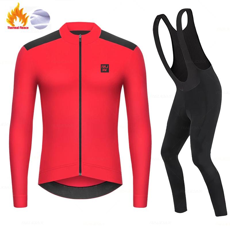 Raudax Winter Thermal Fleece Cycling Jersey Set Normal Studios Racing Bike Cycling Suit Mountian Cycling Clothing Ropa Ciclismo