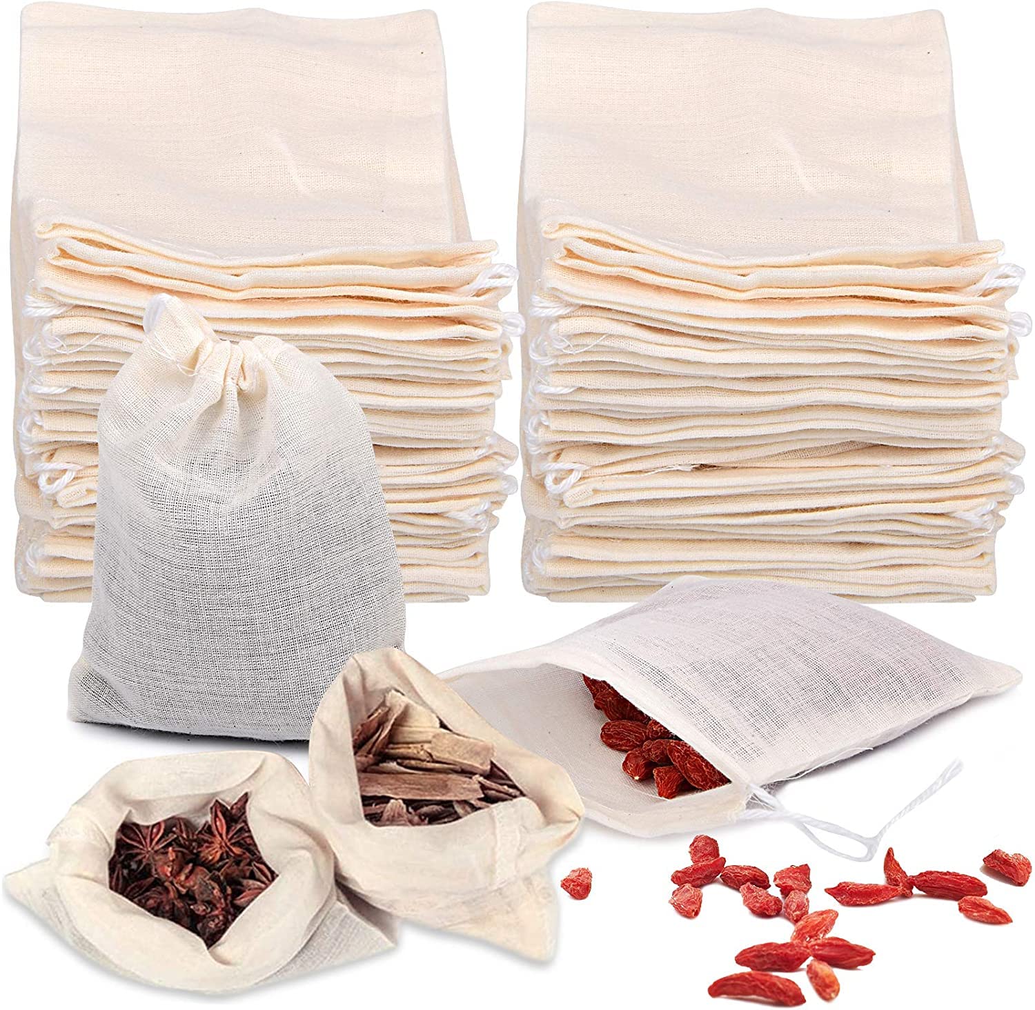 

LUCKYBEE Disposable Empty Tea Fabric Filters with Tea Strong for Loose Leaf Tea Coffee 25 Bags, Cloth, Penetration, Natural, & (1520cm - Bags)