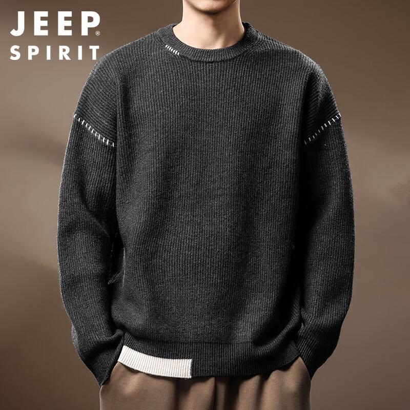 JEEP SPIRIT Men's Heavyweight Round Neck Sweater