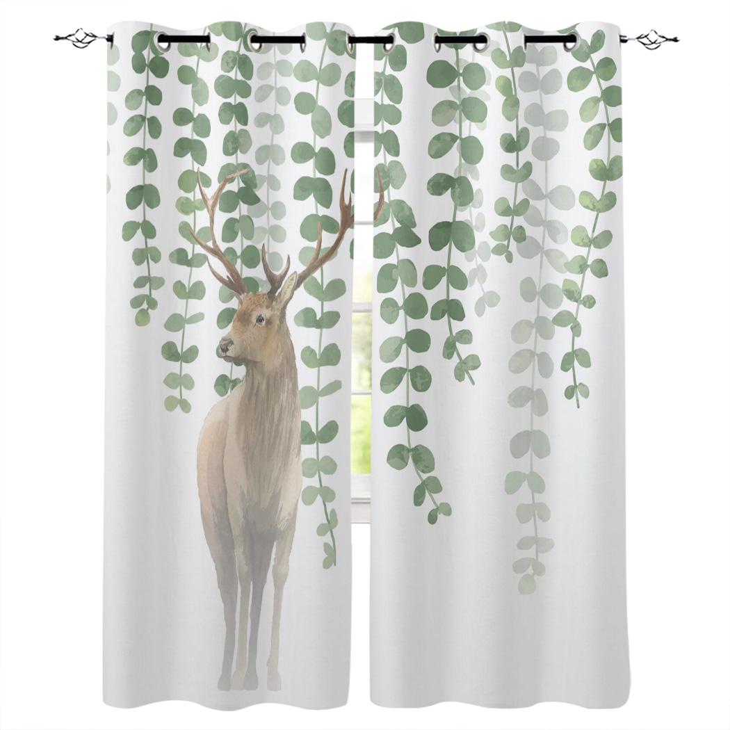 Акварельные листья эвкалипта Растение Панель штор Кухонные декоративные элементы Оконные — фото 7