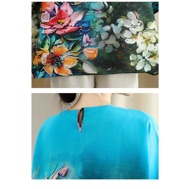 DIMANAF 2026 Plus Size New T-Shirt Women Blouse Flower Loose Casual O-Neck Lady Tops Tees Shirts Oversize Summer