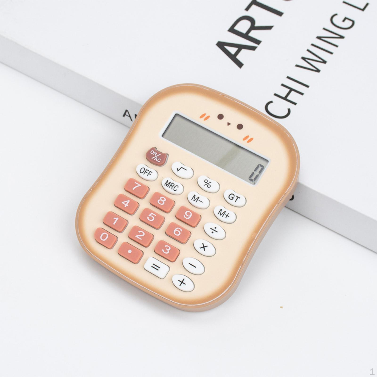 

Bread Mini Calculator Portable Sturdy Lightweight,Basic,Cute,12 Digit for Office, Home, School Caramel color