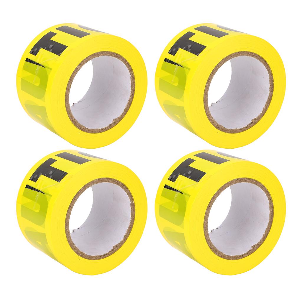 4PCS Caution Tape Rolls Yellow Background Black Word Barricade Safety Warning Tape for Construction