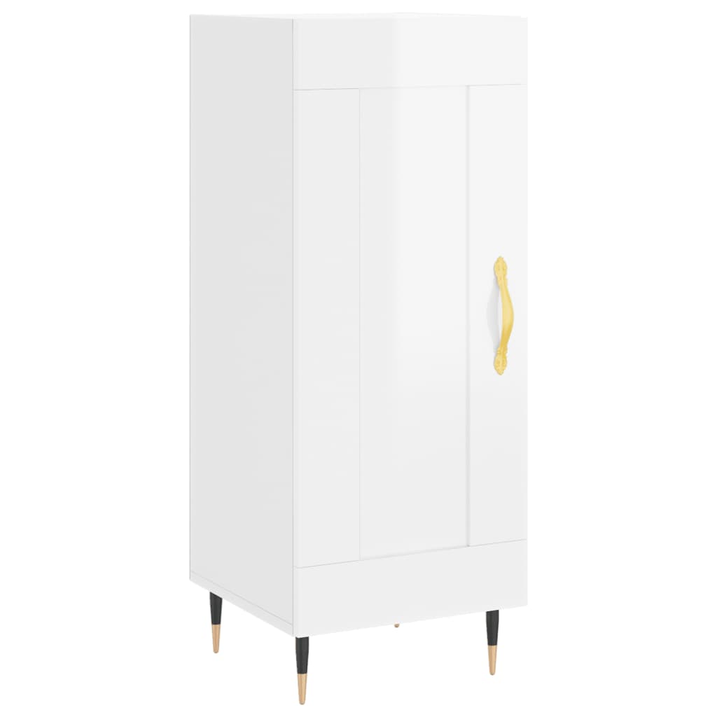Sideboard High Gloss White 34.5 x 34 x 90 cm Engineered Wood