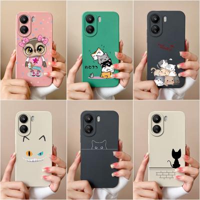 Skirtas Xiaomi Redmi 13C K60 Ultra K70 Pro K70E Note 13 Pro 13R telefono dėklas mielas mados katės pelėda matinis skystas silikonas galinis dangtelis apsauginis apvalkalas buferiai