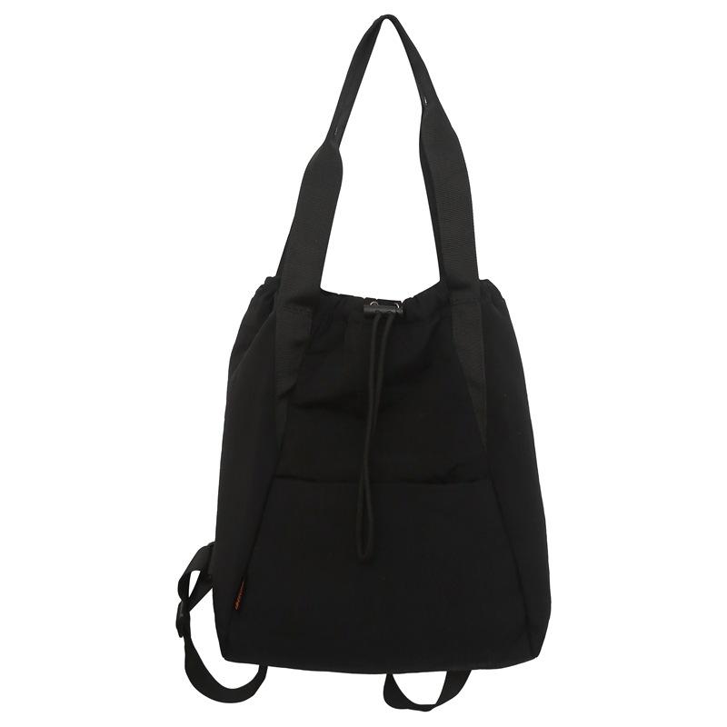

Unisex Double Shoulder Drawstring Leisure Patchwork Travel Lightweight Large Capacity Multifunctional Simple Commuter Handbags чёрный