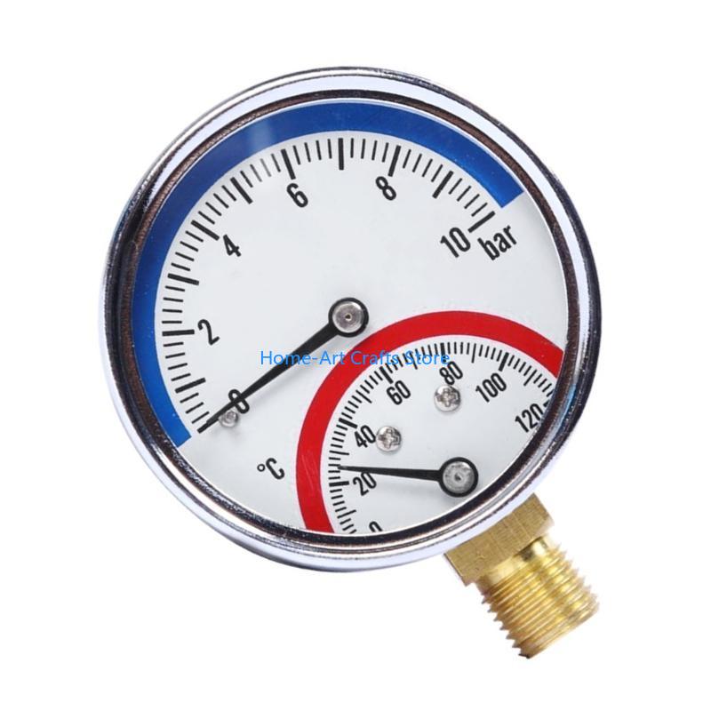 Y3NA Thermo-manometer G1/4 Thread 0-120 ℃ 0-10 Bar Measuring for Water Gas