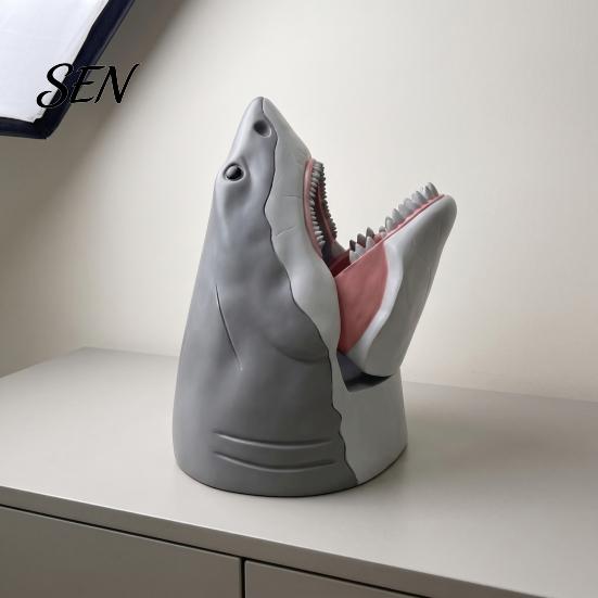 Shark Themed Box Snack Bowl Desk Organizer, Head Jewelry Candy Storage Box, Desktop Decorative Container for Home Office