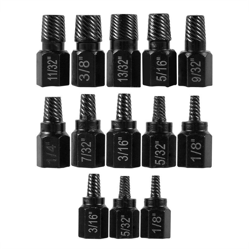 13Pcs Screw Extractor Kit Alloy Steel Damaged Screw Remover Metal Easy Out Drill Bits Broken Bolt Stud Remover Screw Extractor