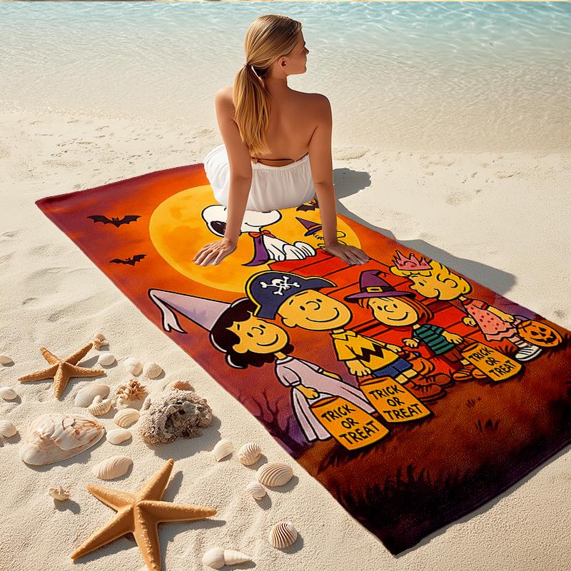 1Pc Snoopy'S Halloween Night Beach Towel Quick Dry Multiuse For Beach Pool Gym Yoga Home Travel Christmas Halloween Xmas Gift S1455