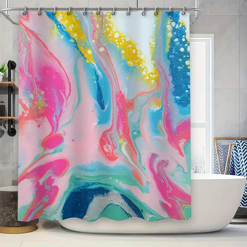 Abstract Paint Splash Shower Curtain Vibrant Colors Fluid Art Design for Bathroom Decor Made with Quality Materials and Waterpro 90x180cm
