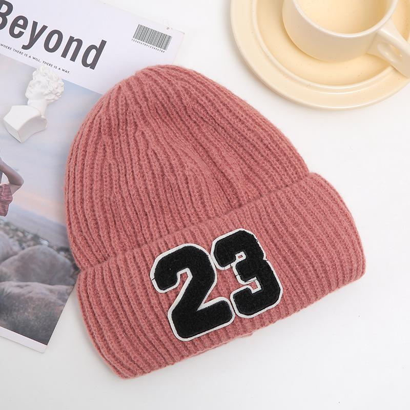 New Hat for Women's Winter Warm Plus Velvet Thickened Knitted Hat Korean Style Student Couple Patch Digital Pullover Cold Hat