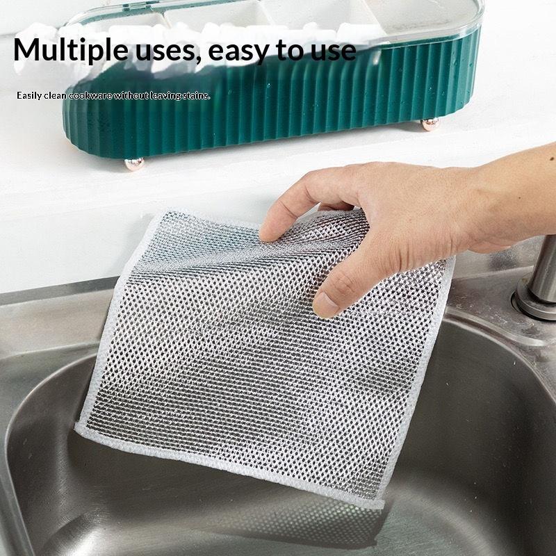 10Pcs Reusable Metal Wire Scouring Pads Non-Oily Mesh Cleaning Cloths for Kitchen Stove Pots Cookware Dish Washing