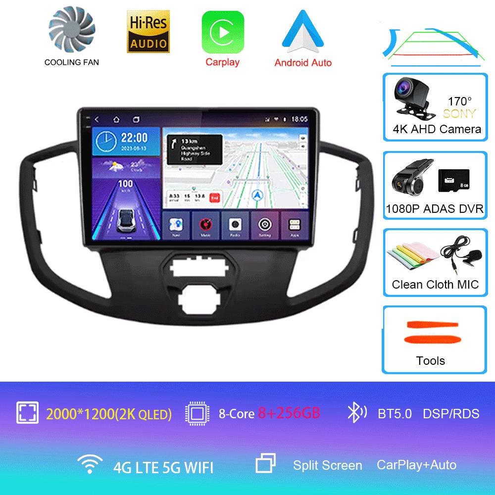 Car Radio Android 14 Auto For Ford Transit 2015 2016-2018  Central Multimedia Car Stereo Receiver GPS Navigation Autoradio
