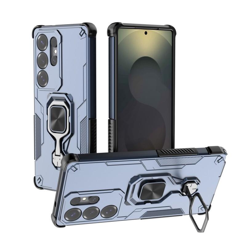 For Samsung Galaxy S25 Ultra Phone Case WANLONFENG PC TPU Back Cover Kickstand with Tempered Glass