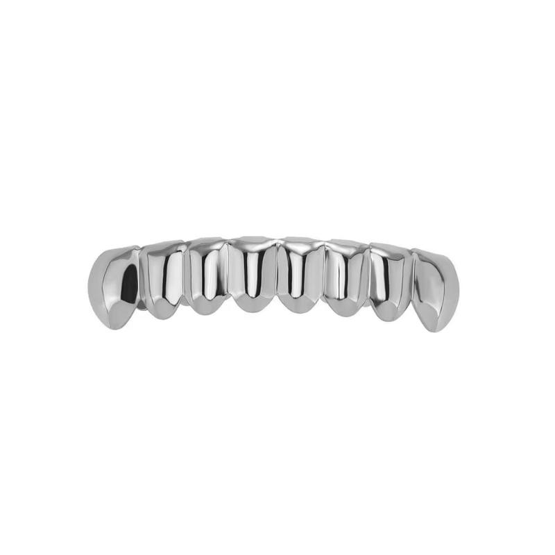 1/2 Pcs Glossy Finish Eco Friendly Copper Top Bottom Teeth Grillz Set Anti Slip Silver Gold Teeth Jewelry Cosplay