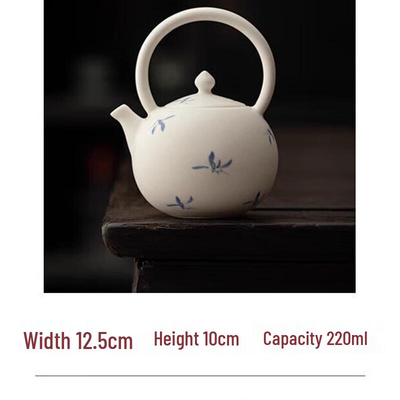 Fangyan Hand-painted Orchid White Porcelain Beam-Handle Teapot