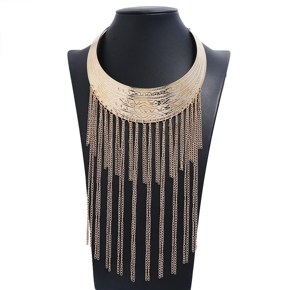 Fashionable Retro Multi Layer Tassel Design Women Metal Necklace For Daily Fashion Accessory