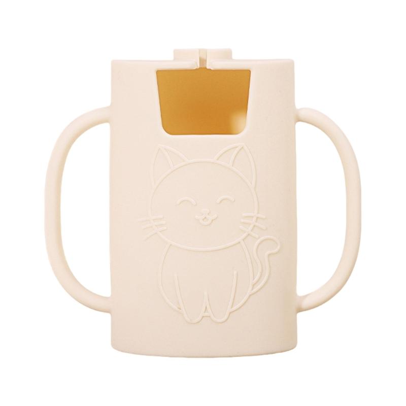 

Мягкий силиконовый держатель для пищевого пакетика, детский стакан для молока, рукав для хранения, защищает ребенка от проливания и жара для путешествий бежевый