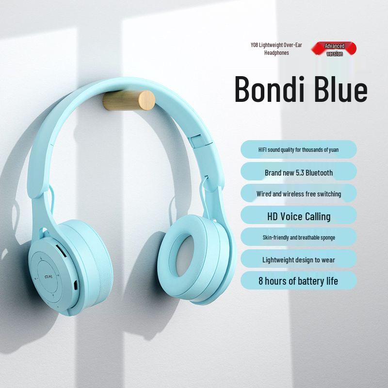 Y08 Over-Ear Noise-Canceling Bluetooth Headphones with Foldable Design and Card Slot, Ideal for Gaming and Gifts.
